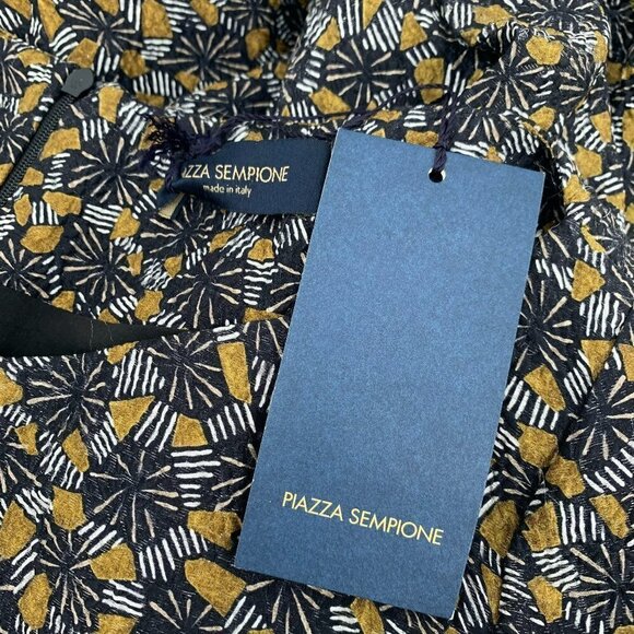 Piazza Sempione silk shift dress pattern print gold tribal black new 40 4 - Picture 4 of 5